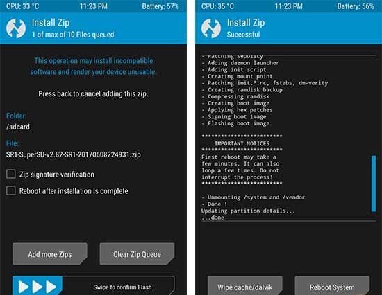 Flashing SuperSU 2.82 using TWRP