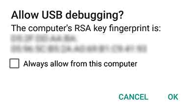 Allow USB debugging Android