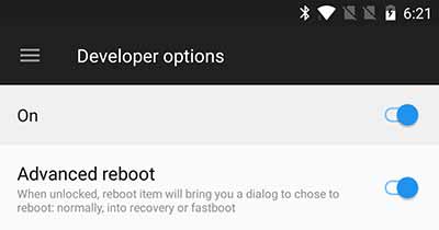 How to Boot OnePus 5 Bootloader Mode - Enable Advanced reboot setting