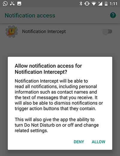Enable "Notification access" for AutoNotification app