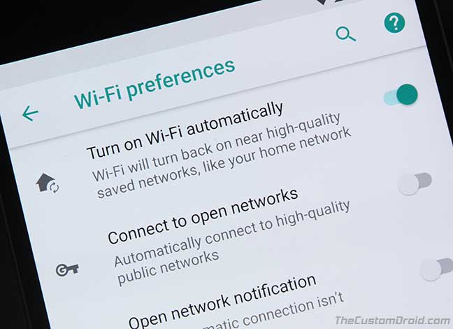 Get Turn on Wi-Fi Automatically Option for Nexus 6P/5X on Android Oreo