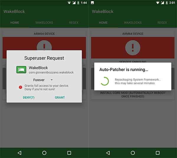 How to Stop Android Wakelocks - Allow Root permissions on WakeBlock 
