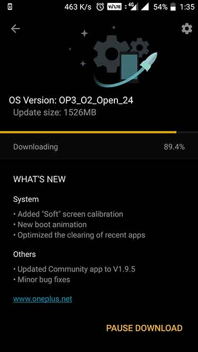 OTA notification - OxygenOS Open Beta 24 on OnePlus 3