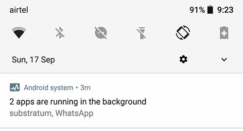 Persistent "App is running in background" notification