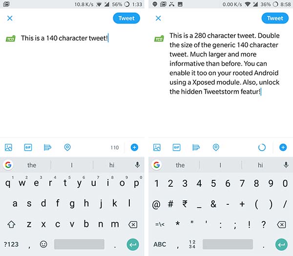 Включить твиты из 280 символов на Android