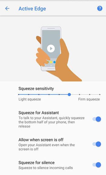 Change Active Edge Squeeze Sensitivity in Device Settings