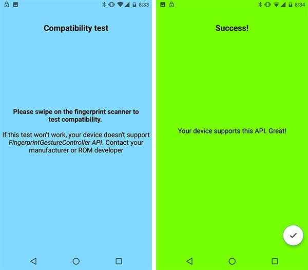 Fingerprint Gestures on Android Oreo Compatiblity Test