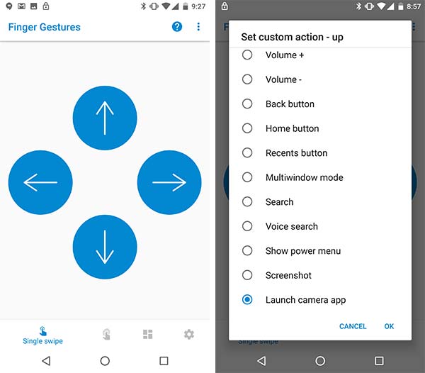 Fingerprint Gestures on Android Oreo - Single Swipe Setup
