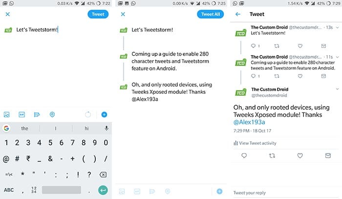 Как использовать функцию Tweetstorm в Android