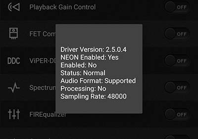 Установите ViPER4Android на Android Oreo - Статус драйвера