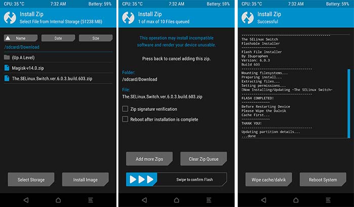 Set SELinux Permissive - SELinux Switch TWRP Installation