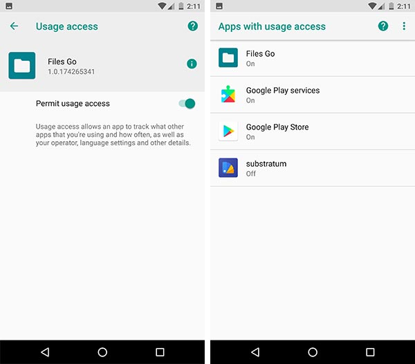 Download Google Files Go App - Grant Usage Access Permissions