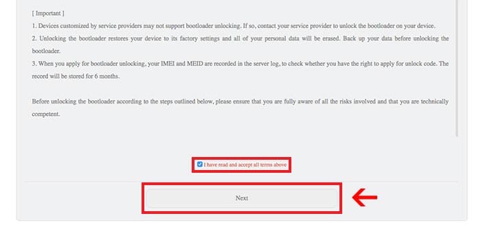 Agree Unlock Agreement to Unlock Bootloader on Honor 7X