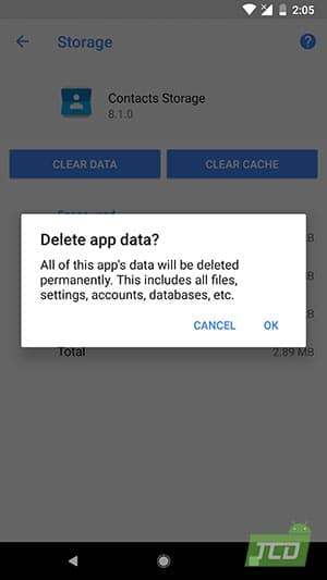 Fix Contacts Sync Issue on Android Oreo - Clear Contacts Storage Data