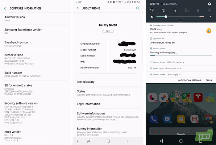 Install Android Oreo on Galaxy Note 8 Snapdragon - Screenshots
