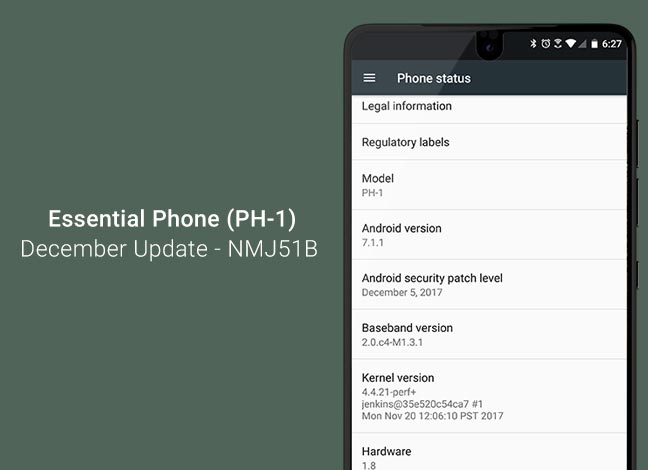 Install Essential Phone December Update OTA (NMJ51B)