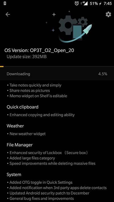 Install OxygenOS Open Beta 29/20 on OnePlus 3/3T - OTA Screenshot