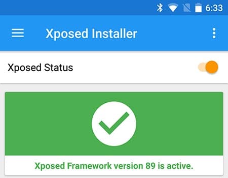 Install Xposed Framework v89 and Activate it