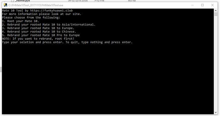 Use FunkyHuawei Root Tool to root Huawei Mate 10 (Pro)