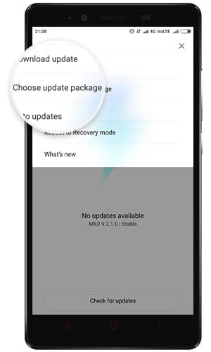 Install MIUI Recovery ROM - Select Update Package