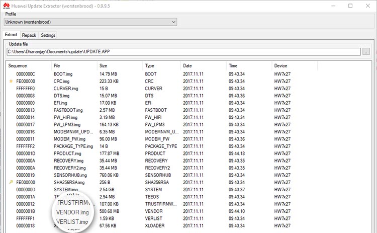 Restore Honor 7X Stock Firmware - Huawei Update Extractor