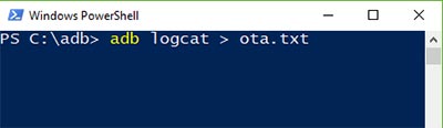 Enter ADB logcat command to Capture OTA Update URL