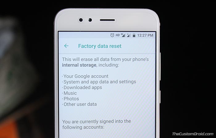 Hard Reset Xiaomi Mi A1 using Stock Recovery and Settings