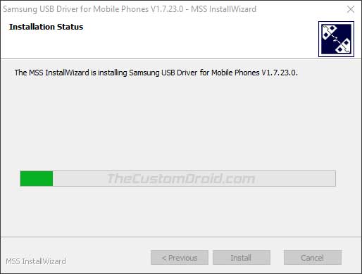 Install Samsung USB Drivers on Windows - Installation in progress