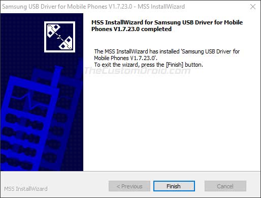 Install Samsung USB Drivers on Windows - Installation finished