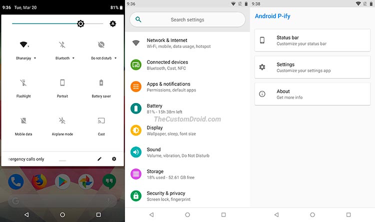 Android P-ify Xposed Module - Screenshots