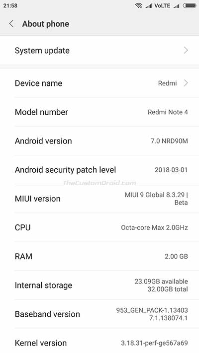 Download MIUI 9 Global Beta ROM 8.3.29 - Screenshot