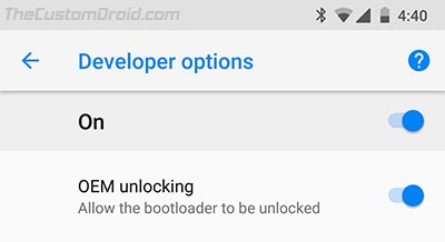 Enable OEM Unlocking to Unlock Bootloader on Verizon Google Pixel XL