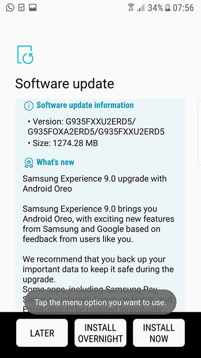 Install Android Oreo on Galaxy S7 and Galaxy S7 Edge - Oreo Screenshot