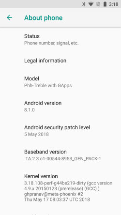 Project Treble Support for Xiaomi Mi A1 - Phh-Treble ROM Screenshot
