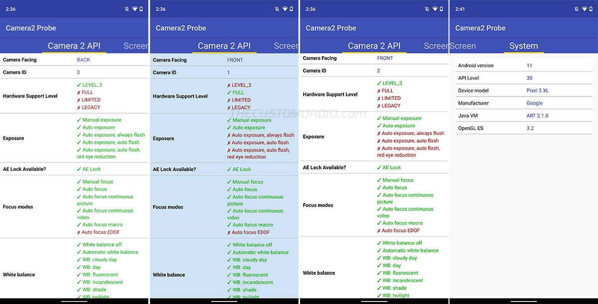 Используйте приложение, чтобы проверить поддержку API камеры2 на Android