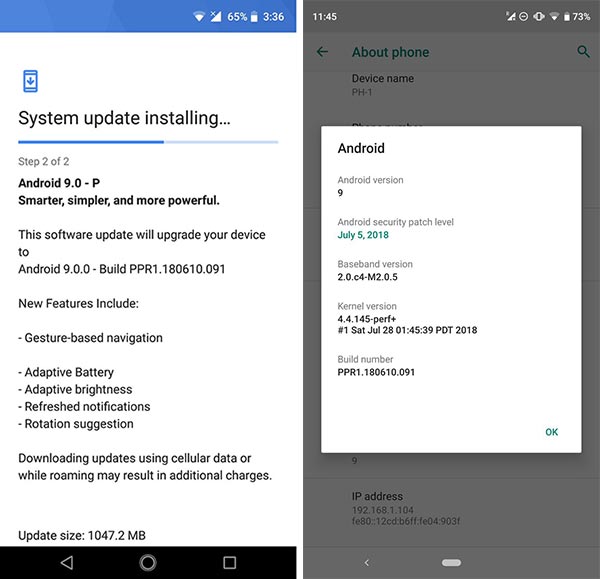Essential Phone Android Pie Update