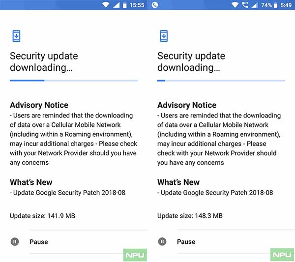 Nokia 5 and Nokia 6 August 2018 Security Update - OTA Screenshots