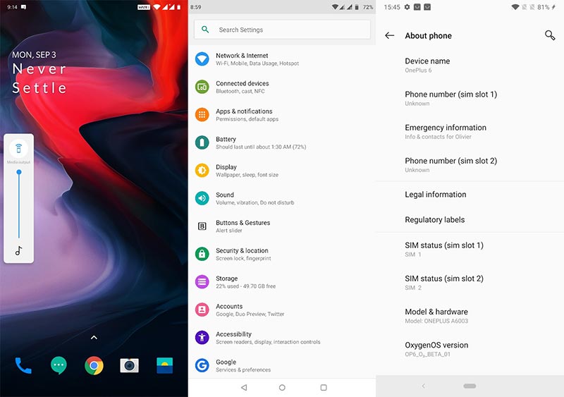 Android Pie-based OxygenOS Open Beta 1 for OnePlus 6 - Screenshots