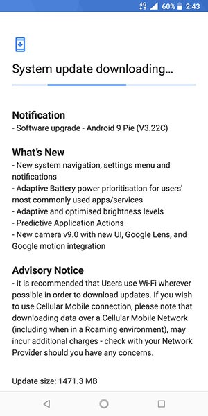 Nokia 7 Plus Android Pie Update - OTA Screenshot