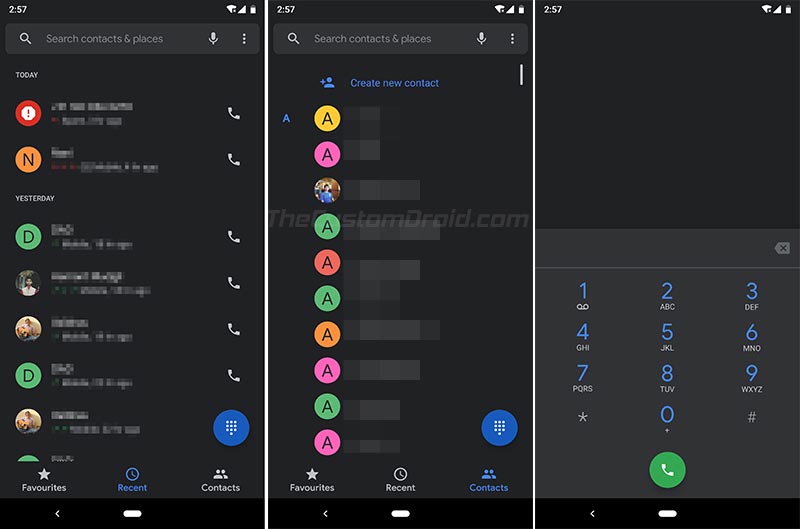 Google Phone Dark Mode - Screenshots