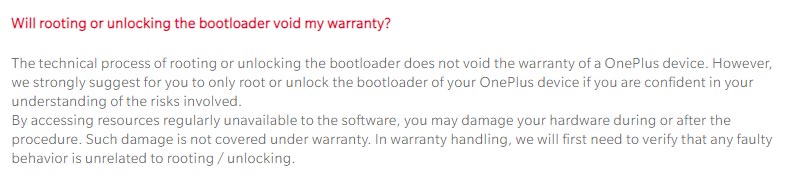 OnePlus Bootloader Unlocking Warranty