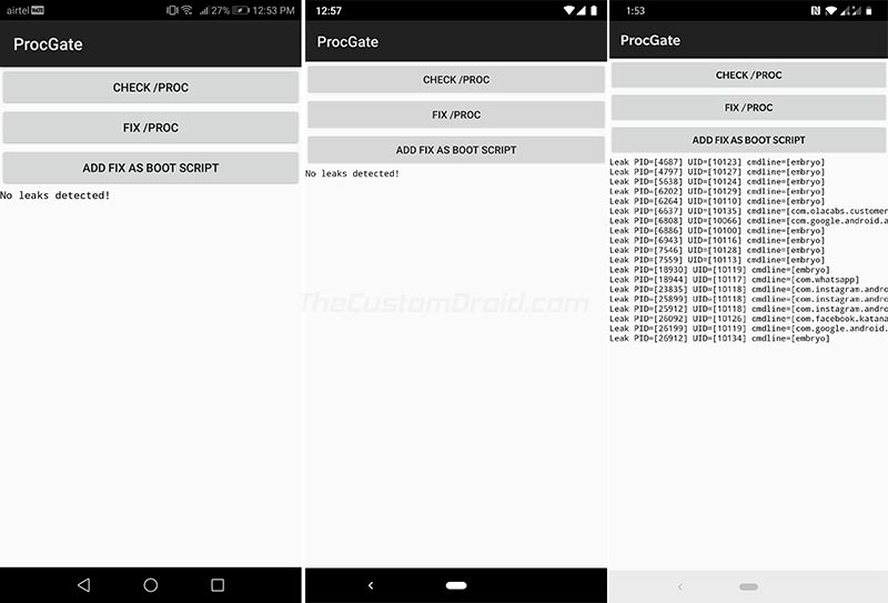 Detect Procfs Android System Vulnerability using ProcGate - Results