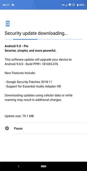 Essential Phone November 2018 Security Update - OTA Screenshot