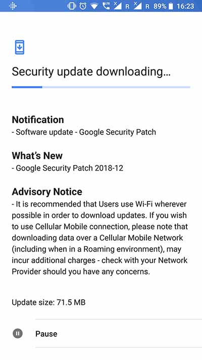 Nokia 8 Android Pie Stable Update OTA Screenshot