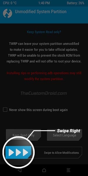 Prevent Prenormal RMM State on Samsung Galaxy Devices - Swipe to Allow Modifications in TWRP