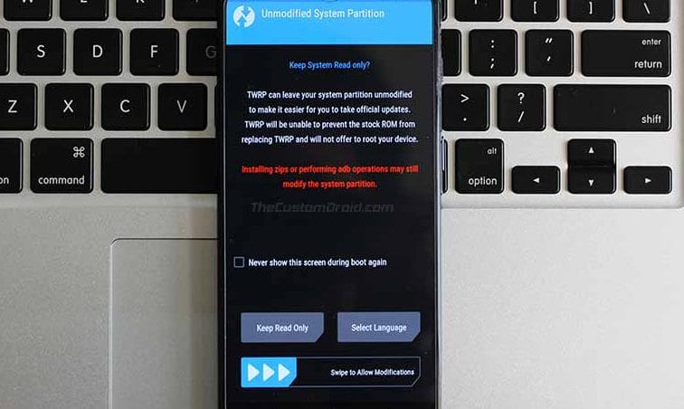 TWRP Recovery on OnePlus 5/5T - Swipe to Allow Modifications