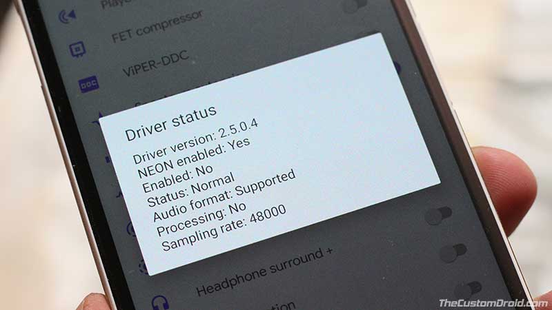 ViPER4Android Driver Status Normal on Android Pie