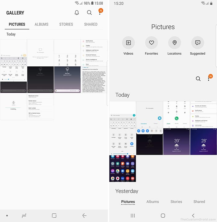 Samsung One UI vs Samsung Experience - Gallery App
