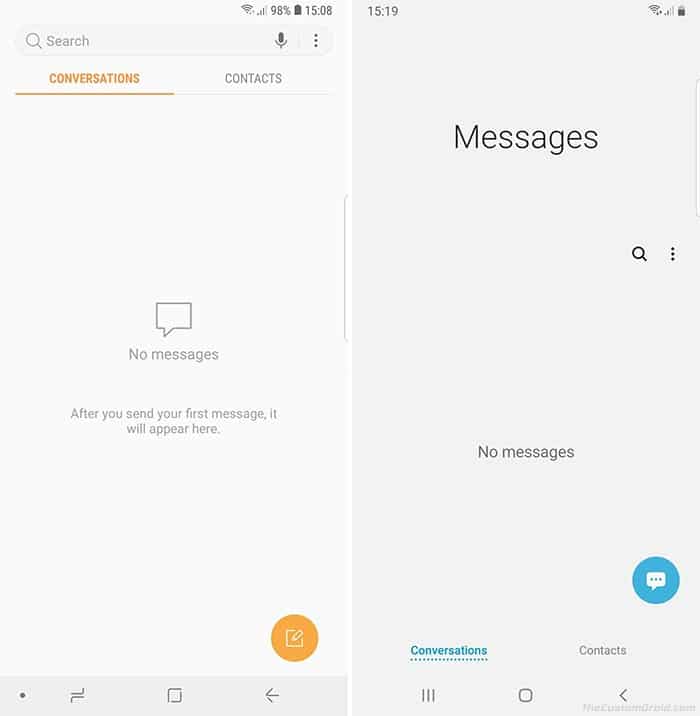 Samsung One UI vs Samsung Experience - Messages App
