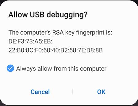 Удалите Bloatware из Samsung Galaxy S10 - Разрешить отладку по USB